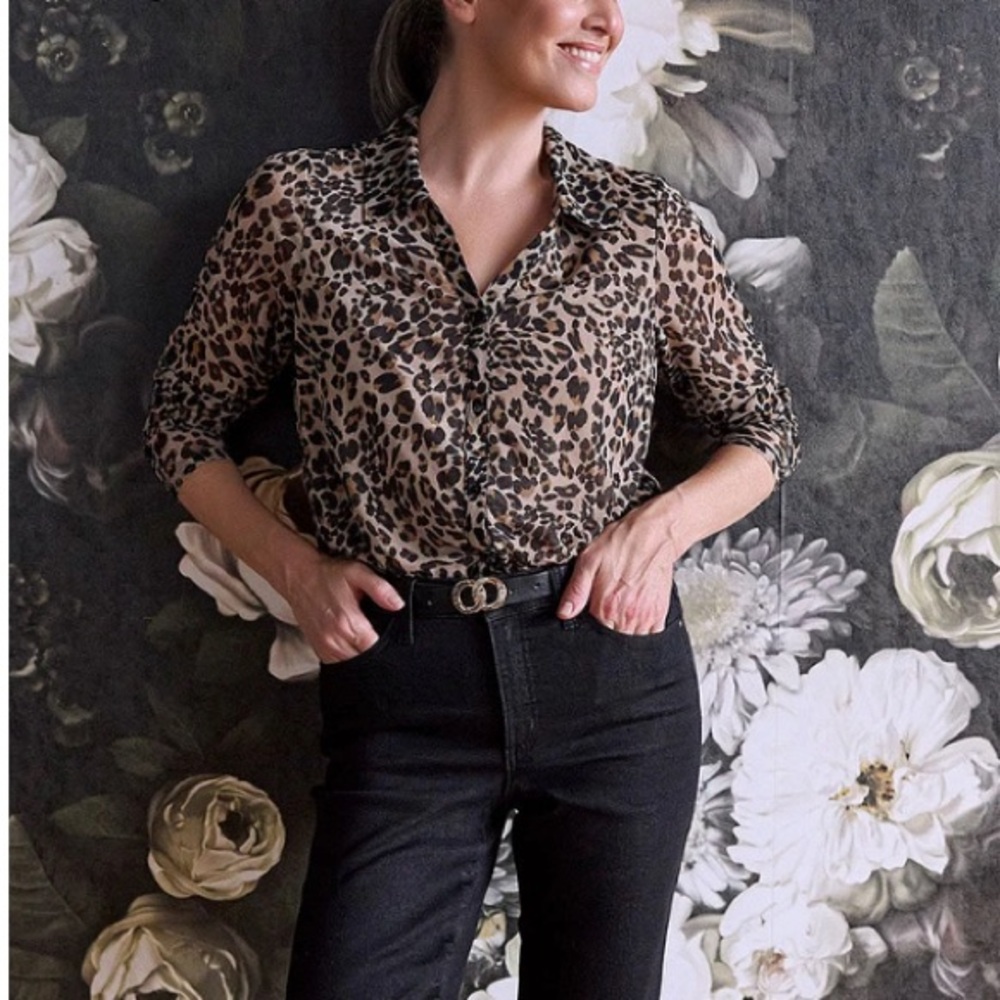 Cleo Button Front Mesh Top with Collar